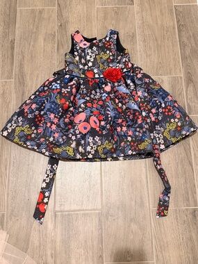 Pippa & Julie Navy Floral Dress with Coral Accents